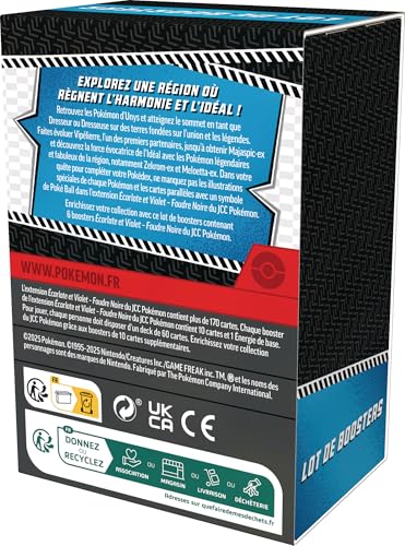 Pokémon : Lot de boosters Écarlate et Violet – Foudre Noire (6 boosters) du JCC Pokémon