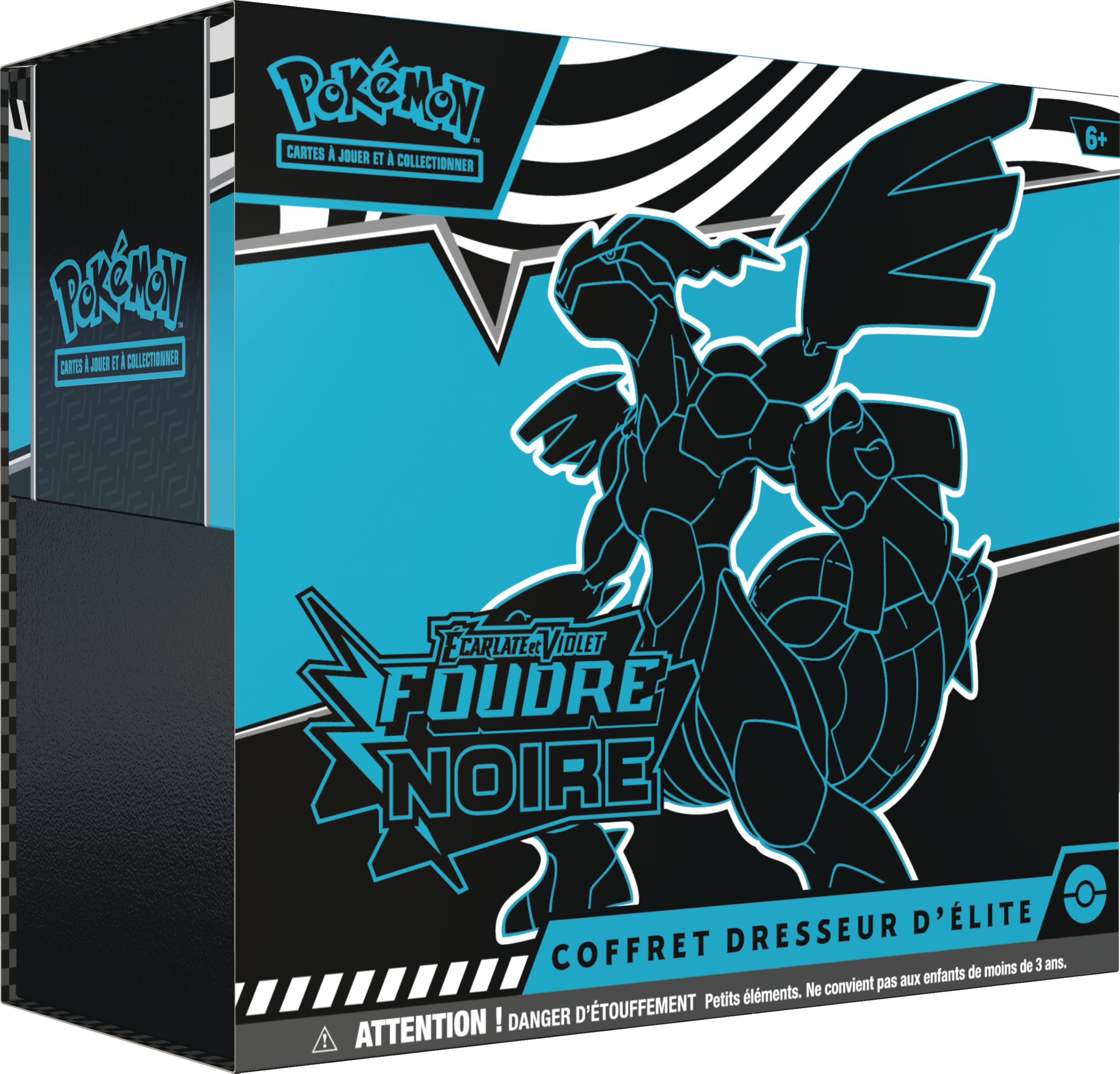 Pokémon : Coffret Dresseur d’élite Écarlate et Violet – Foudre Noire – Zekrom du JCC Pokémon (1 Carte Promo Entièrement Illustrée de Fulguris, 9 Boosters et des Accessoires de Jeu Premium)