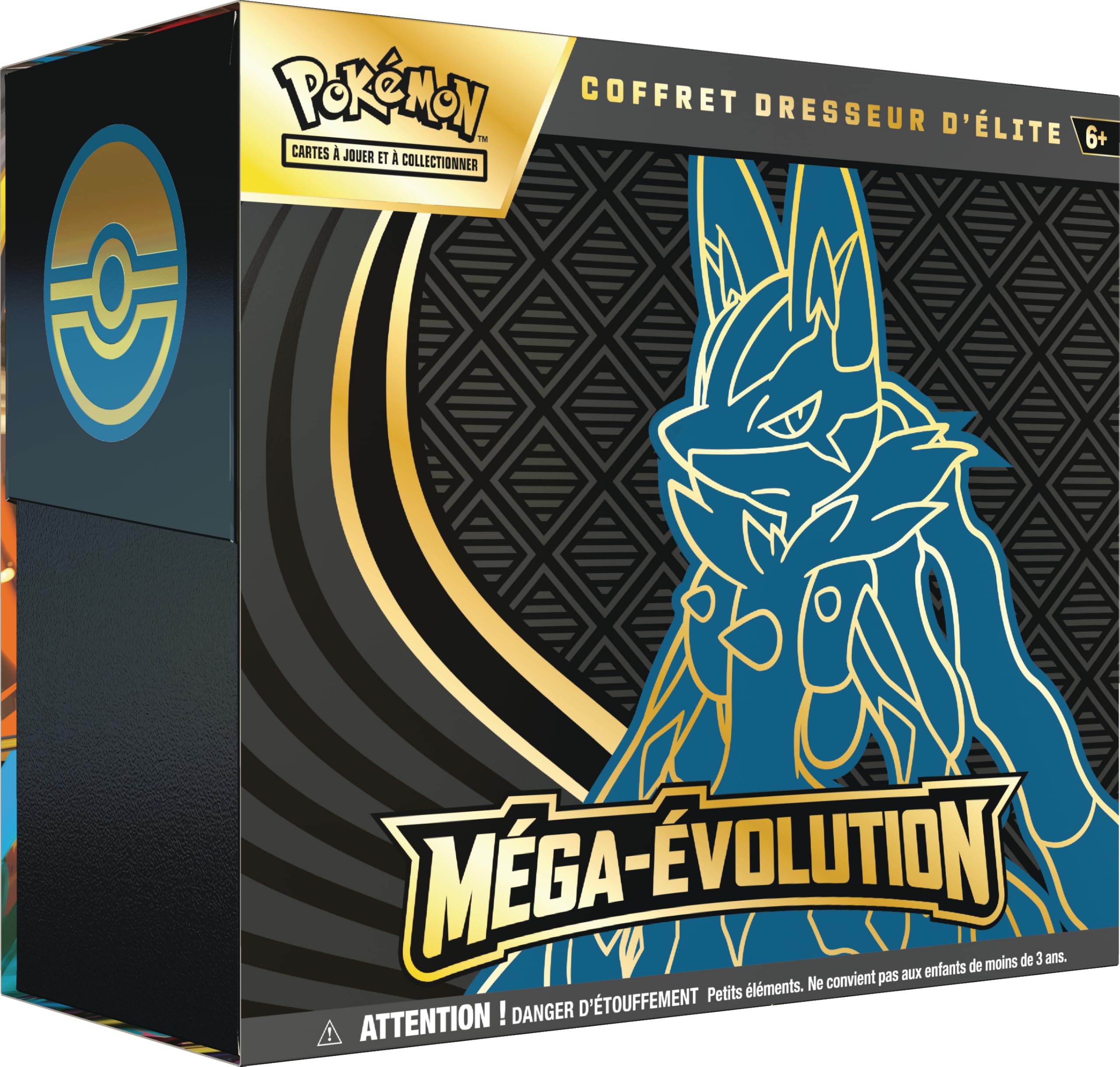 Pokémon : Coffret Dresseur d’élite Méga-Évolution – Lucario du JCC Pokémon (1 Carte Promo entièrement illustrée, 9 boosters et des Accessoires de Jeu Premium)