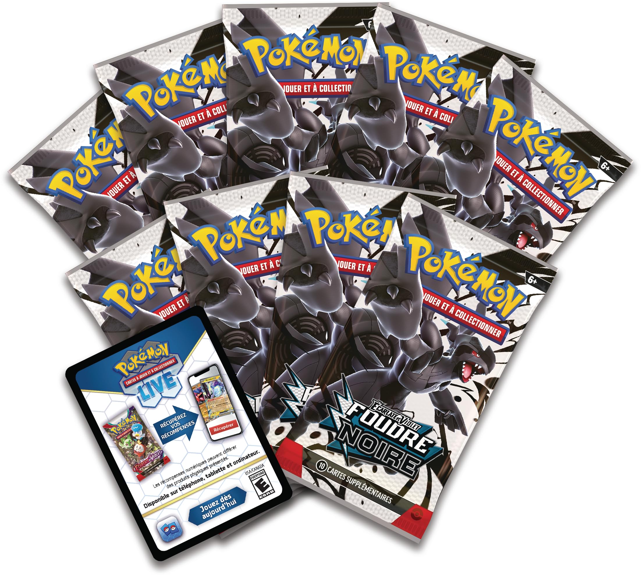 Pokémon : Coffret Dresseur d’élite Écarlate et Violet – Foudre Noire – Zekrom du JCC Pokémon (1 Carte Promo Entièrement Illustrée de Fulguris, 9 Boosters et des Accessoires de Jeu Premium)